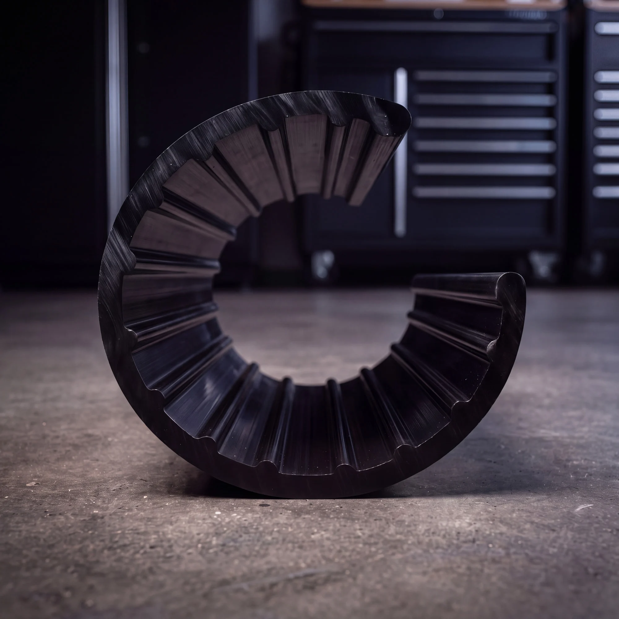 End-on view of an open C-shaped RokPro guard and its double-channel tension ribs